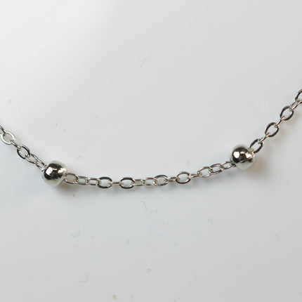 New Sample 3 feet of Rhodium Plated Satellite LARGE Ball Bead Solder Cable Chain - 3x1.7mm Link - 4mm Ball   - 317BBSAT