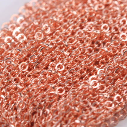 New Sample 3 feet Bright Copper Plated Satellite Chain Flat BALL Chain - 3x1.7mm SOLDERED link - Tiny Small Ball Flat Cable Chain - 317SAT