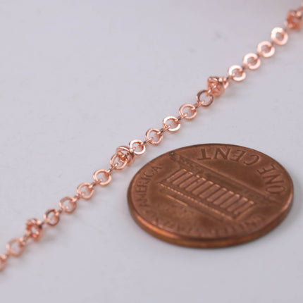 New Sample 3 feet Bright Copper Plated Satellite Chain Flat BALL Chain - 3x1.7mm SOLDERED link - Tiny Small Ball Flat Cable Chain - 317SAT