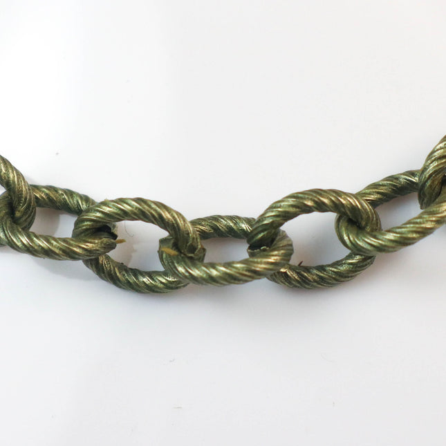 New 5 feet of Antique Brass Oval BIG Chunky Texture Cable Chain - 8x7mm Unsoldered Link - Necklace Bracelet - 8070TX