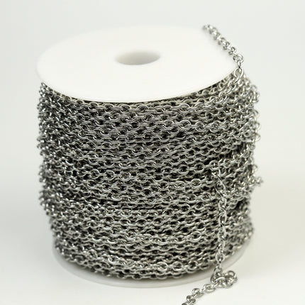 10 ft of Stainless Steel 18 Gauge Cable Chain Sturdy Chunky Heavy Cable Chain - 5x4mm 1.0mm 18G Unsoldered - Chain Necklace Wholesale DIY