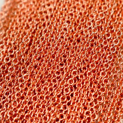 300 feet Bright Copper Plated Micro Cable Chain, Round SOLDERED Cable Chain - 1.6x1.4mm- Free Jump Rings 50pcs Dainty Delicate - 1614S