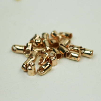 30 pcs of Pinky / Champagne Gold Plated Cord End Tips Cap for 2.8mm Chain / Cord