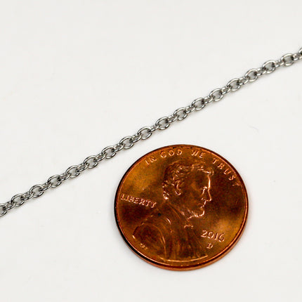 10 Ft of Stainless Steel chain bulk, Surgical Stainless Steel Small Soldered Sturdy cable chain - 2.8x1.9mm SOLDERED Link