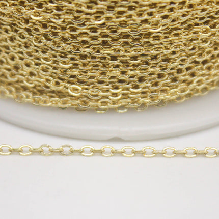 300 feet TARNISH Resistant Tarnish FREE Anti Tarnished 18K Gold Plated Flat Cable Chain - 2.4x1.7mm SOLDER - Soldered Cable - AT2417F
