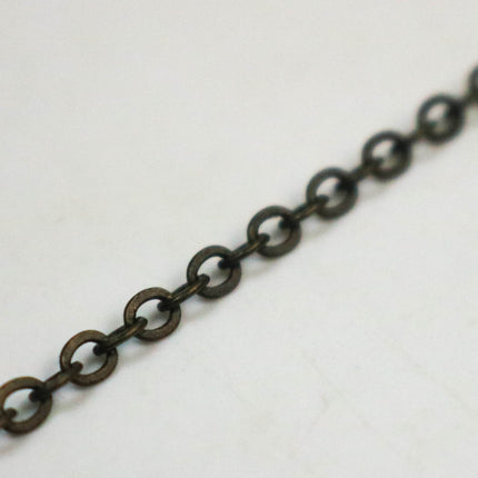 Sample 3 ft DARK Antique Brass Flat Cable Chain - 3.4x2.9mm SOLDERED Link - Antique Bronze Bulk Flat Cable Chain - 3429F-ABD