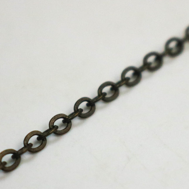 Sample 3 ft DARK Antique Brass Flat Cable Chain - 3.4x2.9mm SOLDERED Link - Antique Bronze Bulk Flat Cable Chain - 3429F-ABD