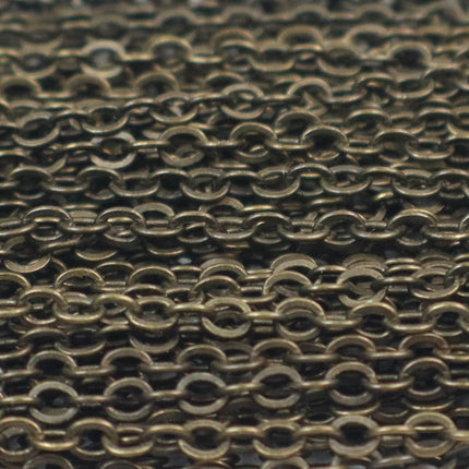 Sample 3 ft DARK Antique Brass Flat Cable Chain - 3.4x2.9mm SOLDERED Link - Antique Bronze Bulk Flat Cable Chain - 3429F-ABD