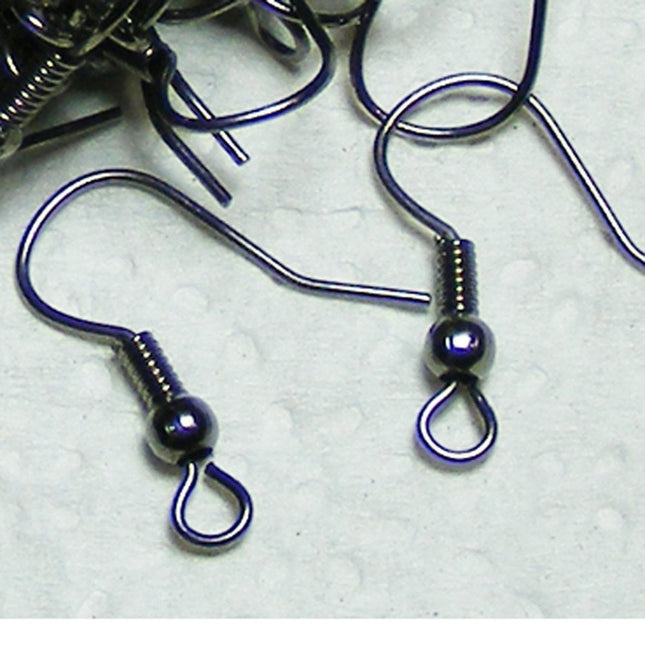 300 pcs of Gunmetal fish Hook with spring and ball Earwire 19X17mm