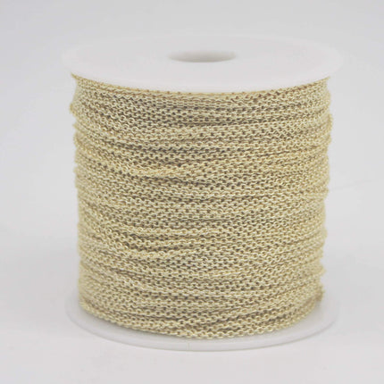 3 feet TARNISH Resistant Tarnish FREE Anti Tarnished 18K Gold Plated Micro Cable Chain - 1.6x1.4mm SOLDER - Oval Small Soldered - AT1614S