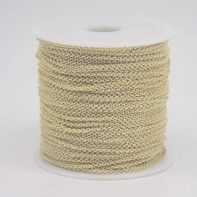 3 feet TARNISH Resistant Tarnish FREE Anti Tarnished 18K Gold Plated Micro Cable Chain - 1.6x1.4mm SOLDER - Oval Small Soldered - AT1614S