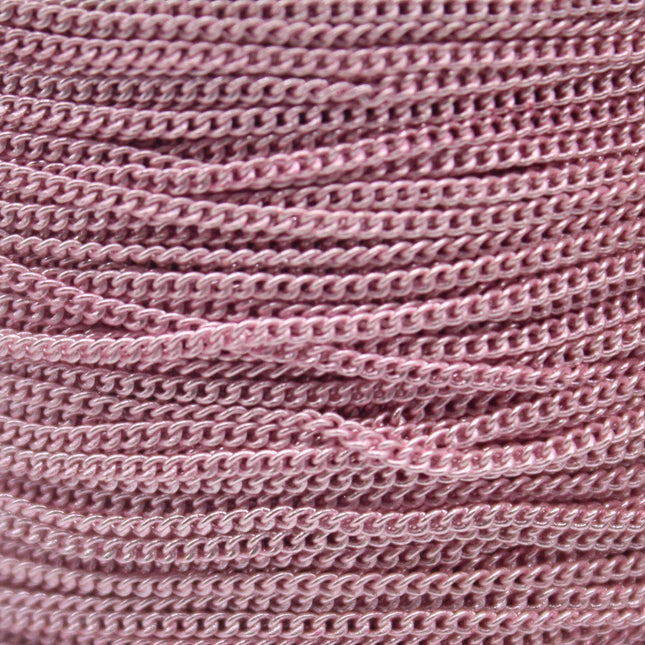 10 Ft Non TARNISH Curb Chain -  Pink Copper Plated Micro Tiny Small Curb Chain - 1.3mm SOLDER - Anti Tarnish Free Resistant Chain - AT1.3S