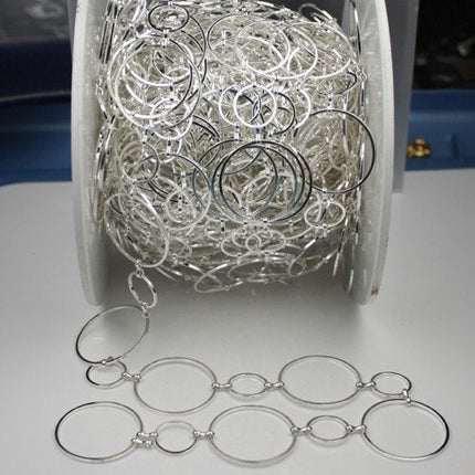 20 ft  4x5 ft. of Brass BIG circle Quick Links Chain - Silver Plated 30mm 15mm