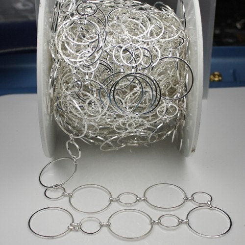 20 ft  4x5 ft. of Brass BIG circle Quick Links Chain - Silver Plated 30mm 15mm