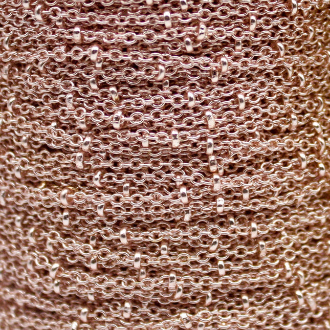 32 feet TARNISH Resistant Free Anti Tarnished SATELLITE Rose Gold Plated Ball Cable Chain - 2.0x1.4mm SOLDER - AT2014SAT