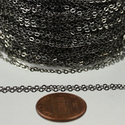 32 ft Gunmetal Chain - 2.4x1.7mm SOLDER Cable Chain - little Flat Soldered Cable Chain - Bulk Dainty Delicate Chain - C2417SF