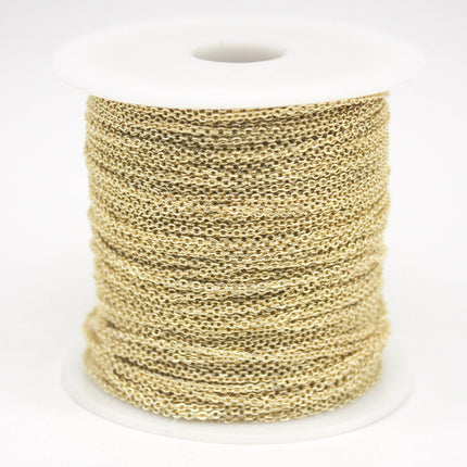 300 feet TARNISH Resistant Tarnish FREE Anti Tarnished - 18K Gold Plated Micro Flat Chain - 2mm 2x1.4mm SOLDER - little Soldered AT214F