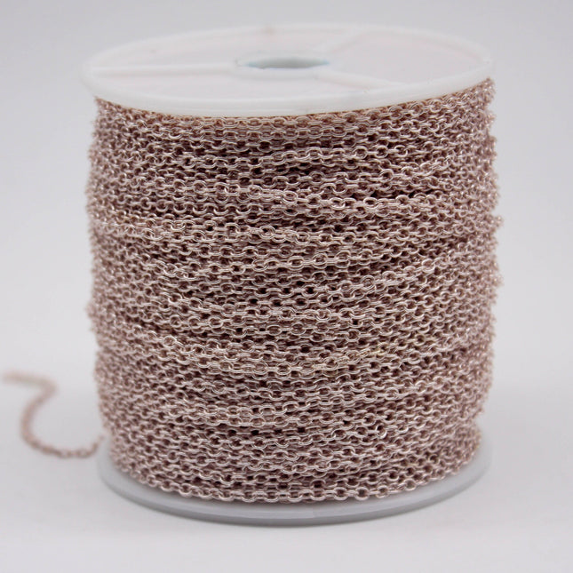 10 feet TARNISH Resistant Tarnish FREE Anti Tarnished - Rose Gold Plated Cable Chain - 2x2.5mm SOLDER - little Small Soldered AT225