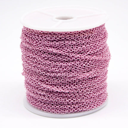 300 feet TARNISH Resistant Tarnish FREE Anti Tarnished - Pink Copper Plated Cable Chain - 2x2.5mm SOLDER - Small Soldered AT225