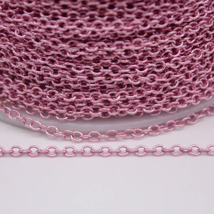 300 feet TARNISH Resistant Tarnish FREE Anti Tarnished - Pink Copper Plated Cable Chain - 2x2.5mm SOLDER - Small Soldered AT225