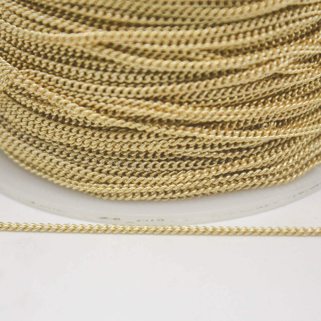 3/10/32/100 Feet Non TARNISH Curb Chain -  18K/24K/Pinky/Rose Gold and Silver/Copper Plated - 1.3mm SOLDER - Anti Tarnish Chain - AT1.3S