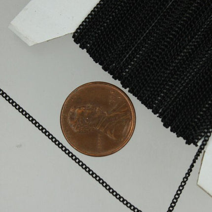 32 ft spool of Black Finished over brass tiny curb chain - 1.3mm soldered link