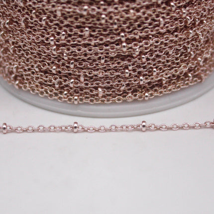 10 feet TARNISH Resistant Free Anti Tarnished SATELLITE Rose Gold Plated Ball Chain - 2.0x1.4mm SOLDER - Soldered Link - AT2014SAT