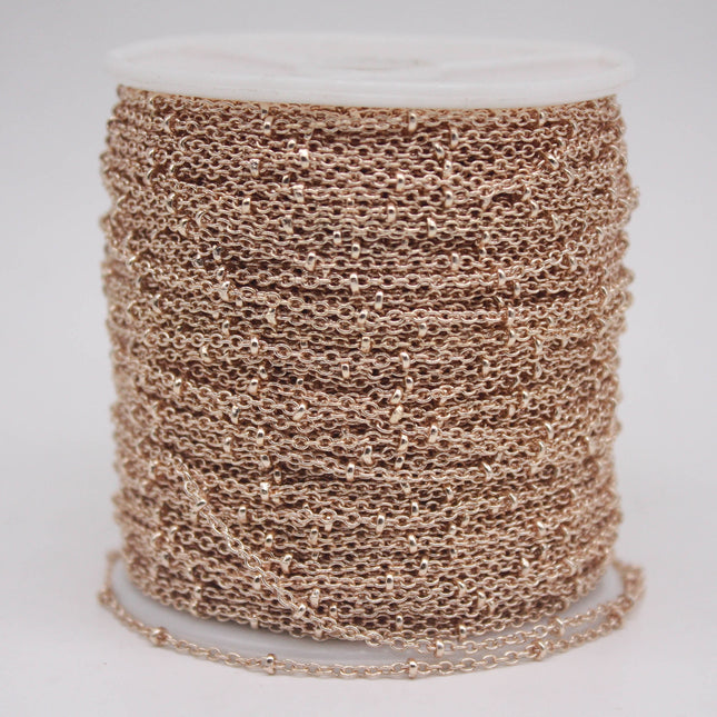 32 feet TARNISH Resistant Free  SATELLITE Champagne/Pinky Gold Plated Ball Cable Chain - 2.0x1.4mm SOLDER - AT2014SAT