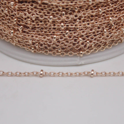 10 feet TARNISH Resistant Free Anti Tarnished SATELLITE Champagne/Pinky Gold Plated Ball Cable Chain - 2.0x1.4mm SOLDER - AT2014SAT
