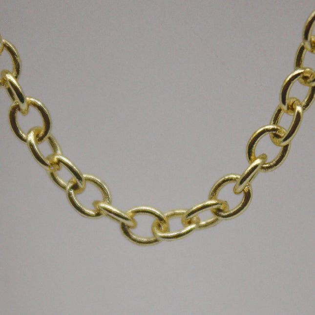 3 Ft Non Tarnish Big Chunky Cable Chain - 18K Gold Plated Round Cable Chain Sturdy SOLDERED Heavy Chain 4X5mm 22Gauge 22G - AT450S