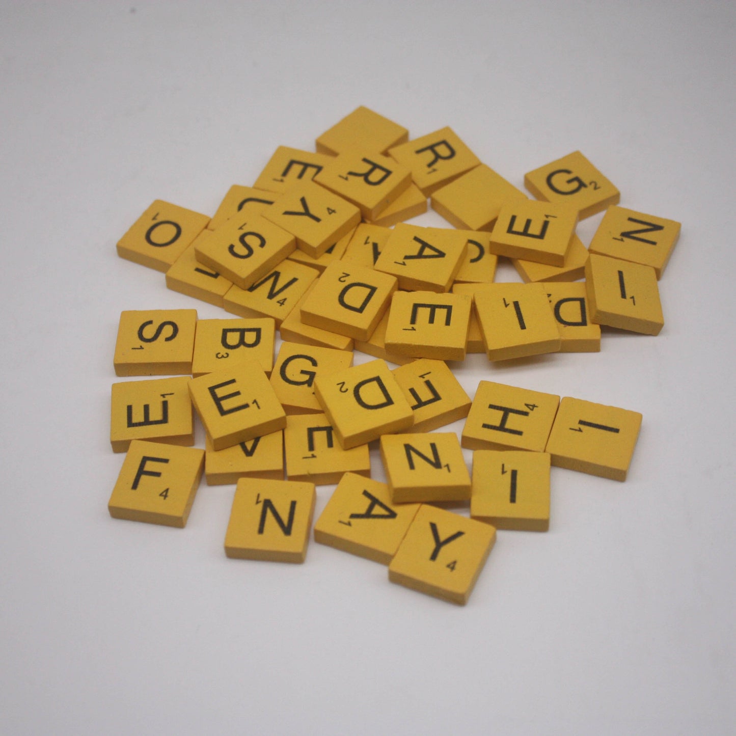 100 Pcs Wooden Scramble Scrabble Letters Tiles - YELLOW Color Scrambble Tile - 18mm x 20mm - Complete 100 Pcs Set - Wedding Scrapbook