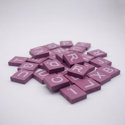 100 Pcs Wooden Scramble Scrabble Letters Tiles - PINK Color Scrambble Tile - 18mm x 20mm - Complete 100 Pcs Set - Wedding Scrapbook