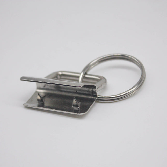 NEW 50 Sets of 1" KeyFob With 1" Split Key Ring - Rhodium Plated - For Lanyards Keychains Straps - Key Fob Hardware - with 1" Split Key Ring