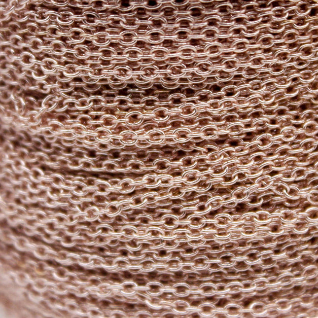 10 Ft. Non Tarnish Soldered Cable Chain - Rose Gold Plated Plain Cable Chain - 2.0x1.4mm Anti Tarnish Free Resistant Cable Chain - AT2014S