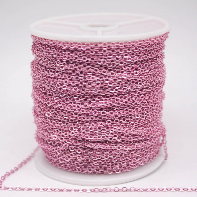 300 feet TARNISH Resistant Tarnish FREE Anti Tarnished Pink Copper Micro Flat Chain - 3x1.7mm SOLDER - little Oval Small Soldered - AT317F