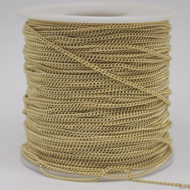 New 3 Non Tarnish Curb Chain - 18K Gold Plated Solder Curb Chain - 1.6mm Link - Anti Tarnish Free Resistant Curb Chain - AT1.6S