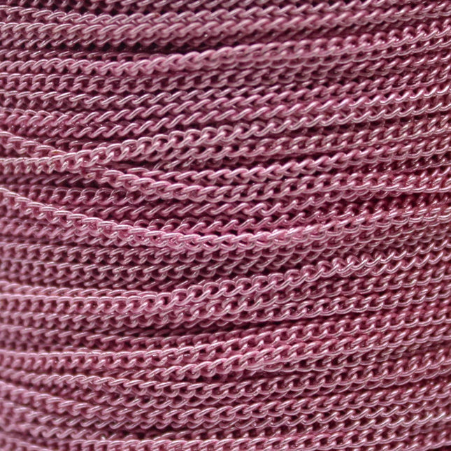 New 300 Non Tarnish Curb Chain - Pink Copper Plated Solder Curb Chain - 1.6mm Link -  Anti Tarnish Free Curb Chain - AT1.6S