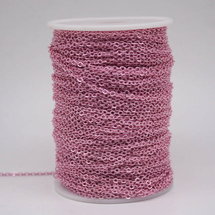 100 Ft Non Tarnish Flat Cable Chain Bulk - Pink Copper Plated Flat Cable Chain - 3.4x2.8mm SOLDERED Link - Anti Tarnish Free - AT3428F