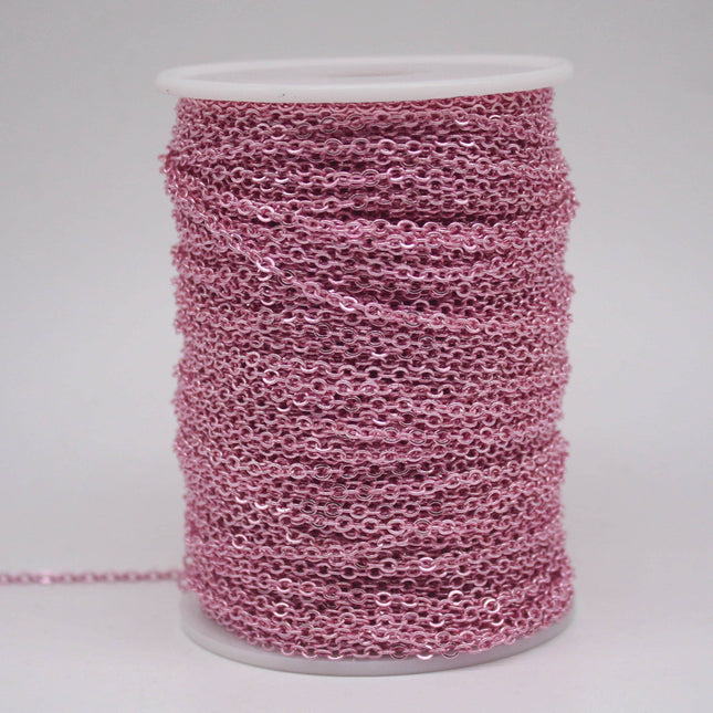 10 Ft Non Tarnish Flat Cable Chain Bulk - Pink Copper Plated Flat Cable Chain - 3.4x2.8mm SOLDERED Link - Anti Tarnish Free - AT3428F