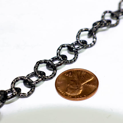 30 ft Gunmetal Heavy Link Chunky Chain Bulk - 11mm 2mm Thickness - Round Sparkling Texture Fashion Cable Chain - 2011TX