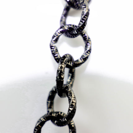 30 ft Gunmetal Heavy Link Chunky Chain Bulk - 11mm 2mm Thickness - Round Sparkling Texture Fashion Cable Chain - 2011TX