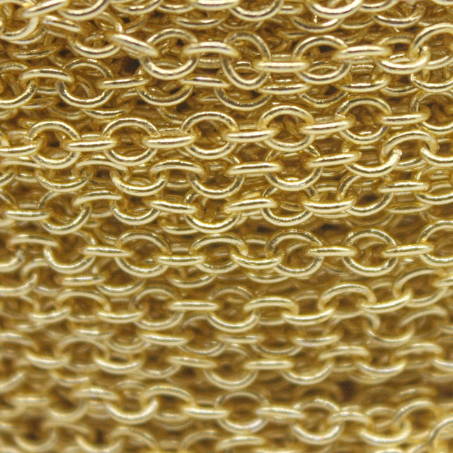 300 Ft Non Tarnish Big Chunky Cable Chain - 18K Gold Plated Round Cable Chain Sturdy SOLDERED Heavy Chain 3x3.5mm 22Gauge 22G - AT335S