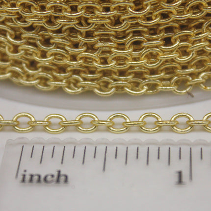 300 Ft Non Tarnish Big Chunky Cable Chain - 18K Gold Plated Round Cable Chain Sturdy SOLDERED Heavy Chain 3x3.5mm 22Gauge 22G - AT335S