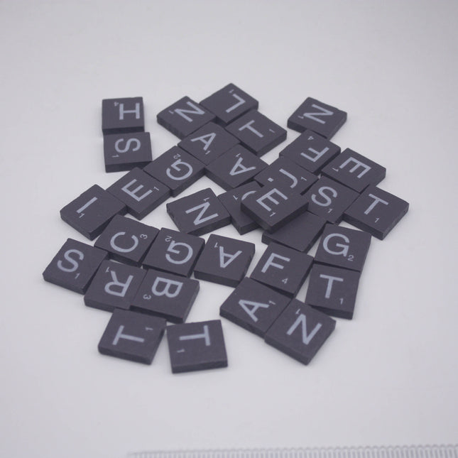 100 Pcs Wooden Scramble Scrabble Letters Tiles - Dusty Purple Color Scrambble Tile - 18mm x 20mm - Complete 100 Pcs Set - Wedding Scrapbook