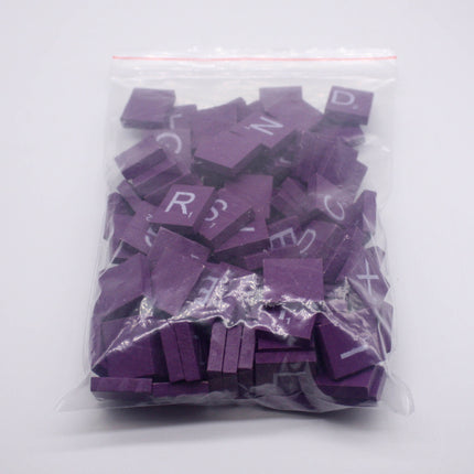100 Pcs Wooden Scramble Scrabble Letters Tiles - Purple Color Scrambble Tile - 18mm x 20mm - Complete 100 Pcs Set - Wedding Scrapbook