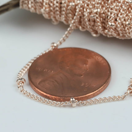 300 Ft Rose Gold Satellite Chain Bulk - Dainty Delicate Cable BALL Bead Chain - 1.3mm Curb SOLDERED Necklace Chain - 1.3SAT