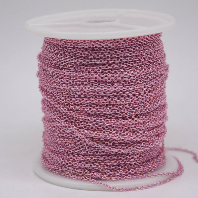 300 Ft. Non Tarnish Soldered Cable Chain - Pink Copper Plated Plain Cable Chain - 2.0x1.4mm SOLDER - Soldered Link - AT2014S