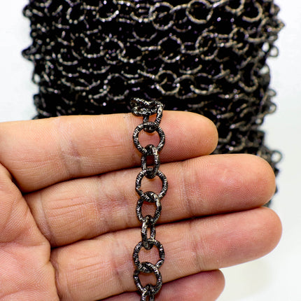 30 ft Gunmetal Heavy Link Chunky Chain Bulk - 11mm 2mm Thickness - Round Sparkling Texture Fashion Cable Chain - 2011TX
