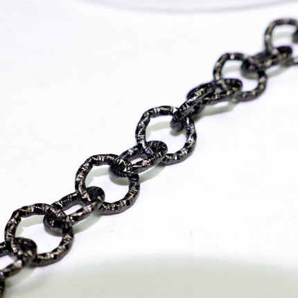 30 ft Gunmetal Heavy Link Chunky Chain Bulk - 11mm 2mm Thickness - Round Sparkling Texture Fashion Cable Chain - 2011TX