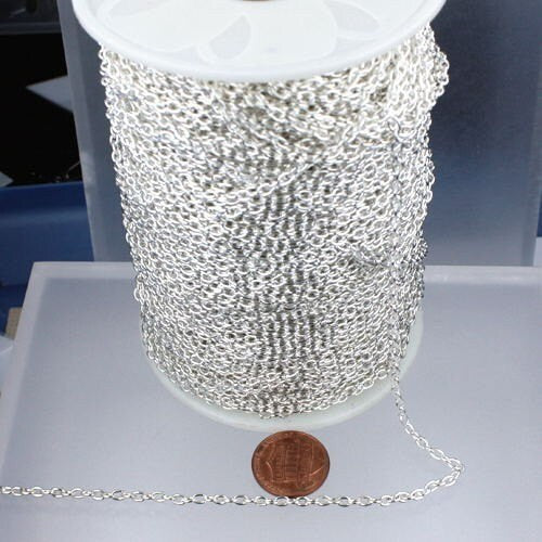 32 feet Sterling Silver Plated Cable Chain - 3.8x2.7mm unsoldered link - 3827CA